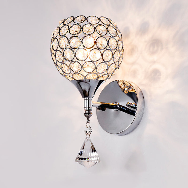Fun a parete da comodino Funzione singola lampadina Postmoderna a parete a LED con cristallo in argento