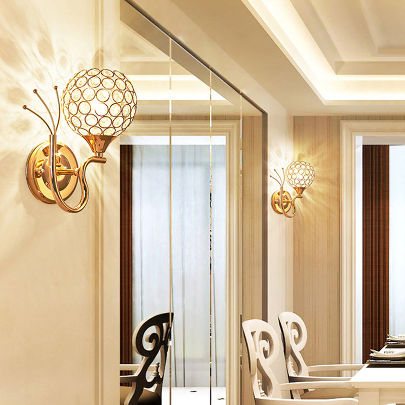 Stile moderno in stile oro sconce in stile nordico cristallo metallo globo luci per letto