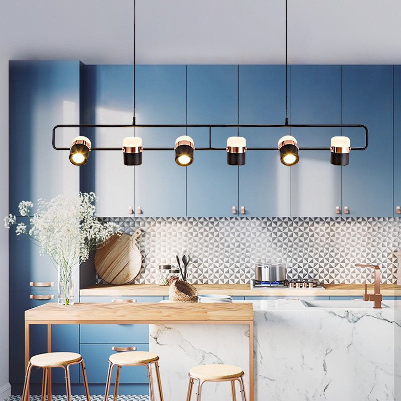 Lampade cilindriche dell'isola moderna lampade a 6 luci a 6 luci con ombra acrilica bianca