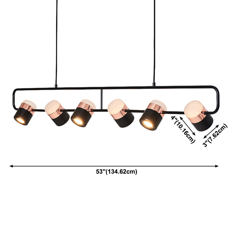 Lampade cilindriche dell'isola moderna lampade a 6 luci a 6 luci con ombra acrilica bianca