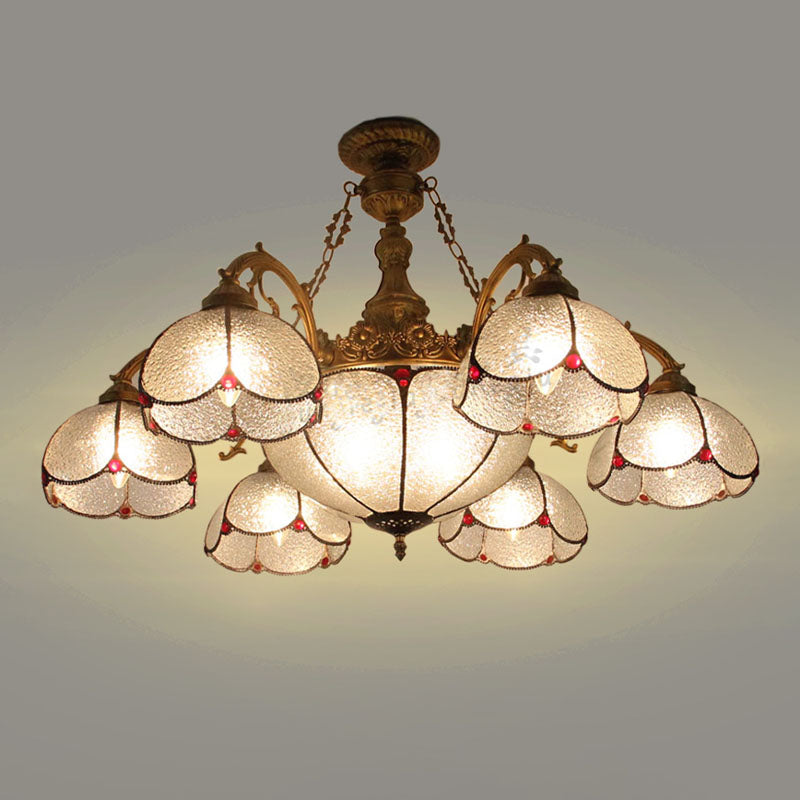 Lámpara de suspensión de techo en forma de tazón Tiffany Art Glass Glass Bronce Techo Candelier