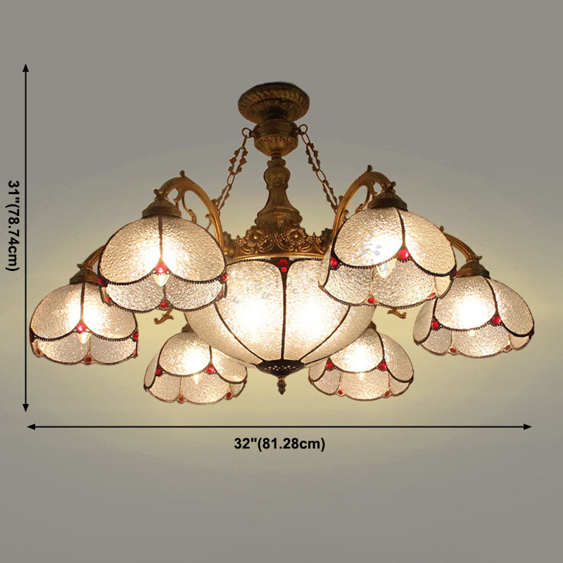 Lámpara de suspensión de techo en forma de tazón Tiffany Art Glass Glass Bronce Techo Candelier