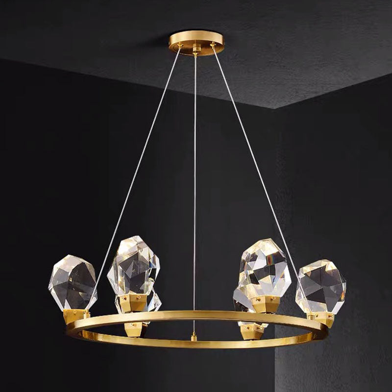 Kristallschattierte Decke Anhänger Licht moderner LED Kronleuchter Anhänger Licht in Gold