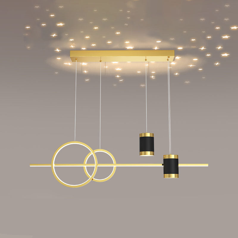 Modern Style Linear Shaped Island Pendant Metal 5 Lights Island Light for Restaurant