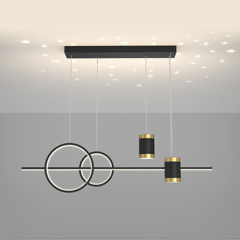 Modern Style Linear Shaped Island Pendant Metal 5 Lights Island Light for Restaurant