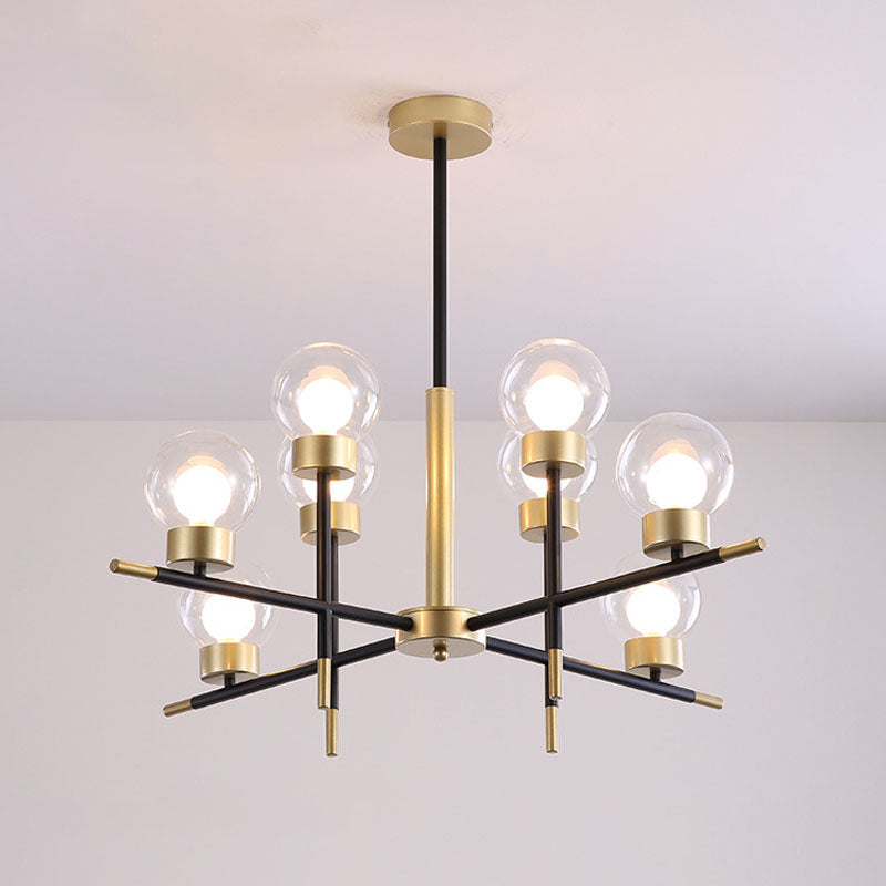 Postmoderne Metallkronleuchter Multi -Licht -Deckenkraut mit Glasschatten für Esszimmer