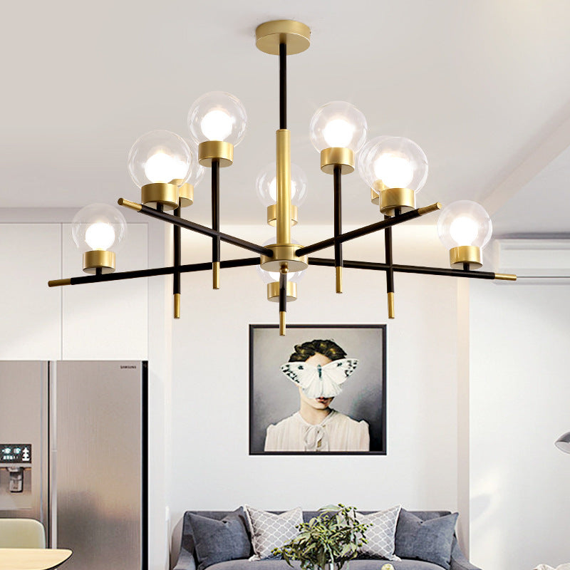 Postmodern Metal Chandeliers Multi Light Ceiling Chandelier with Glass Shade for Dining Room