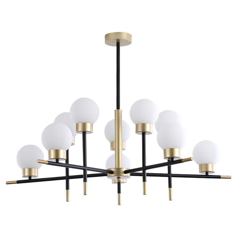 Postmoderne Metallkronleuchter Multi -Licht -Deckenkraut mit Glasschatten für Esszimmer