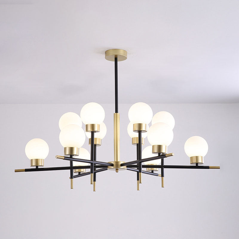 Postmoderne Metallkronleuchter Multi -Licht -Deckenkraut mit Glasschatten für Esszimmer