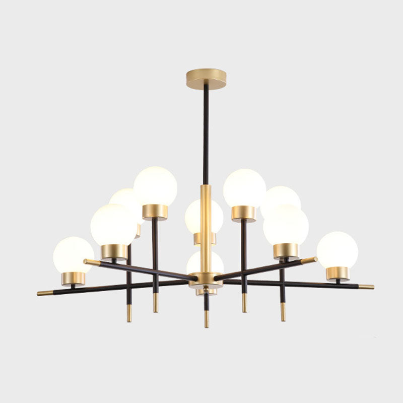 Postmoderne Metallkronleuchter Multi -Licht -Deckenkraut mit Glasschatten für Esszimmer