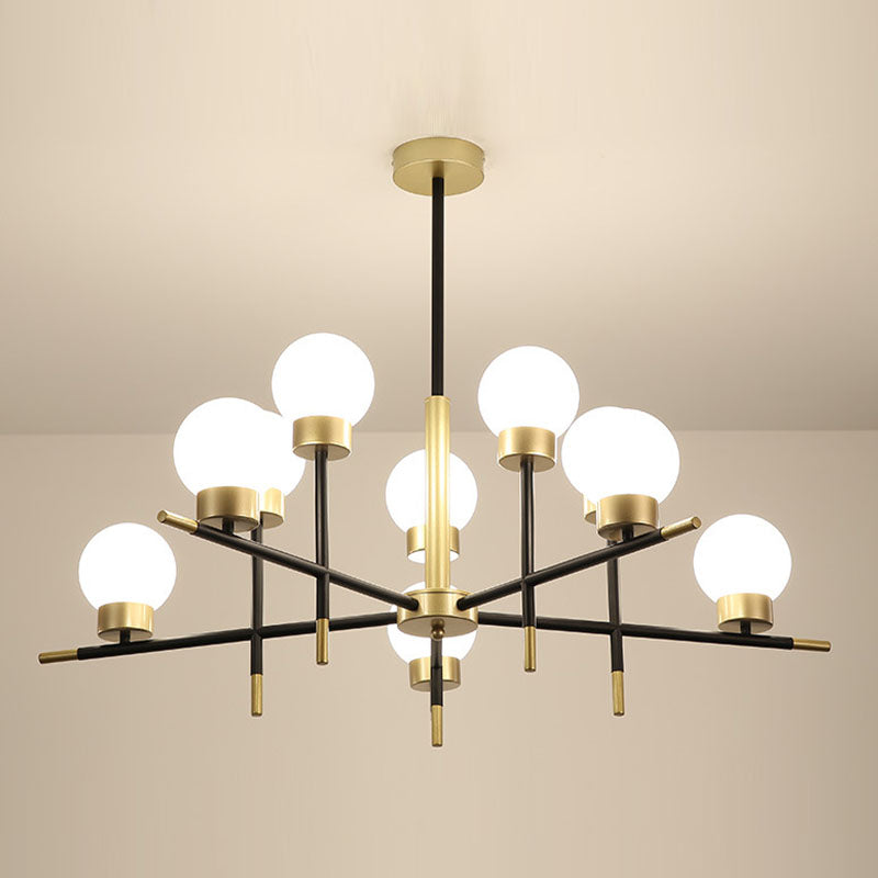 Postmoderne Metallkronleuchter Multi -Licht -Deckenkraut mit Glasschatten für Esszimmer