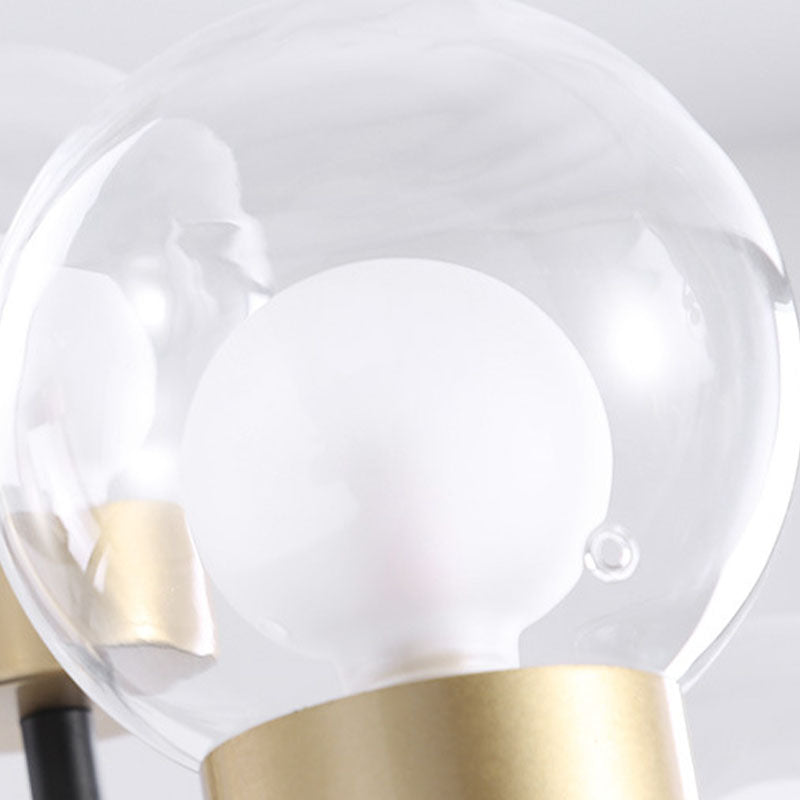 Postmoderne Metallkronleuchter Multi -Licht -Deckenkraut mit Glasschatten für Esszimmer