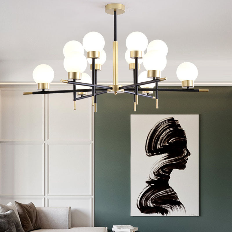 Postmoderne Metallkronleuchter Multi -Licht -Deckenkraut mit Glasschatten für Esszimmer