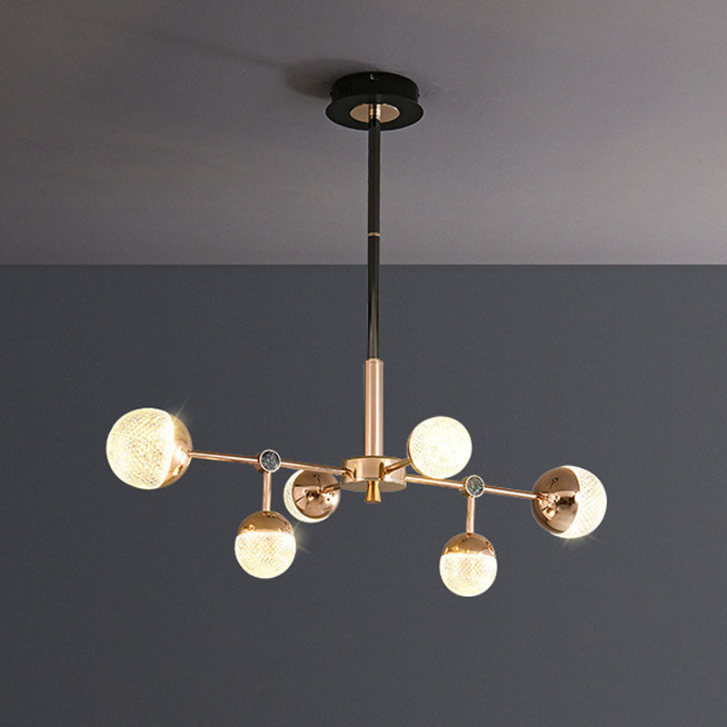 Sputnik Design Salon Kronleuchter klares Acryl -Multi -Lichter postmoderne Deckenleuchte in Gold