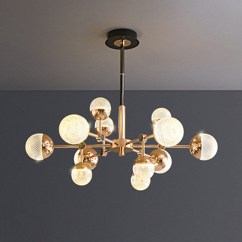 Sputnik Design Salon Kronleuchter klares Acryl -Multi -Lichter postmoderne Deckenleuchte in Gold