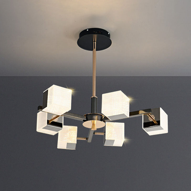 Postmoderne Metallkronleuchter leichte quadratische Form Anhänger Beleuchtung für Wohnzimmer