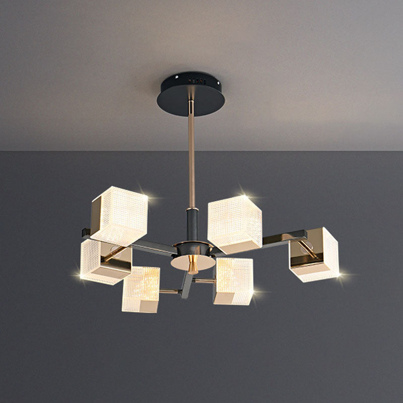 Postmoderne Metallkronleuchter leichte quadratische Form Anhänger Beleuchtung für Wohnzimmer