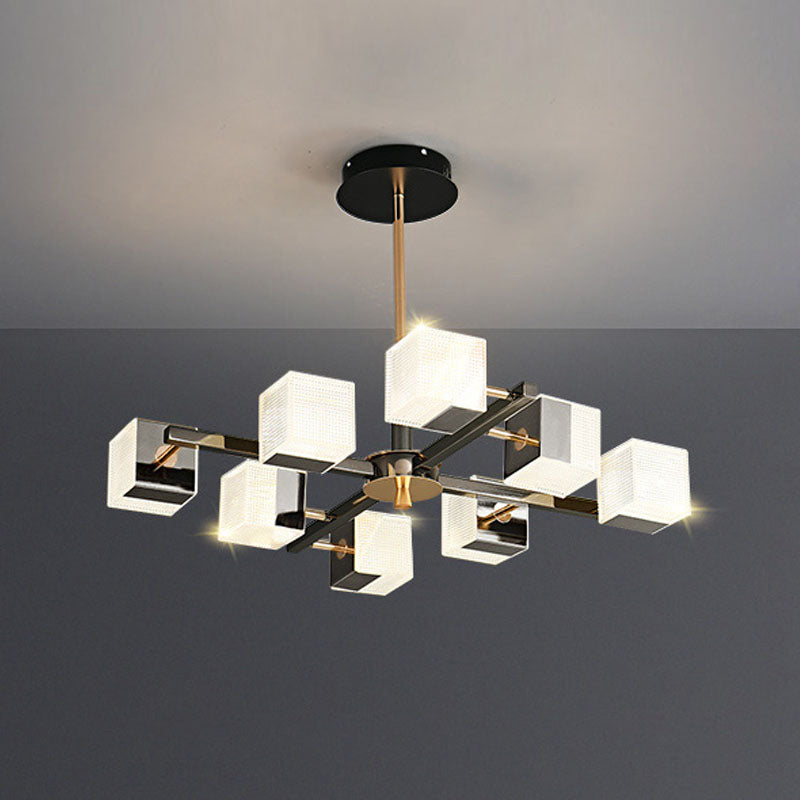 Postmoderne Metallkronleuchter leichte quadratische Form Anhänger Beleuchtung für Wohnzimmer