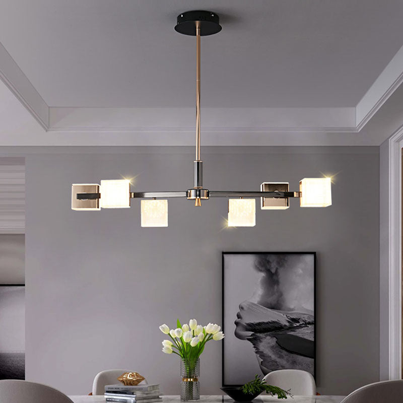 Postmoderne Metallkronleuchter leichte quadratische Form Anhänger Beleuchtung für Wohnzimmer