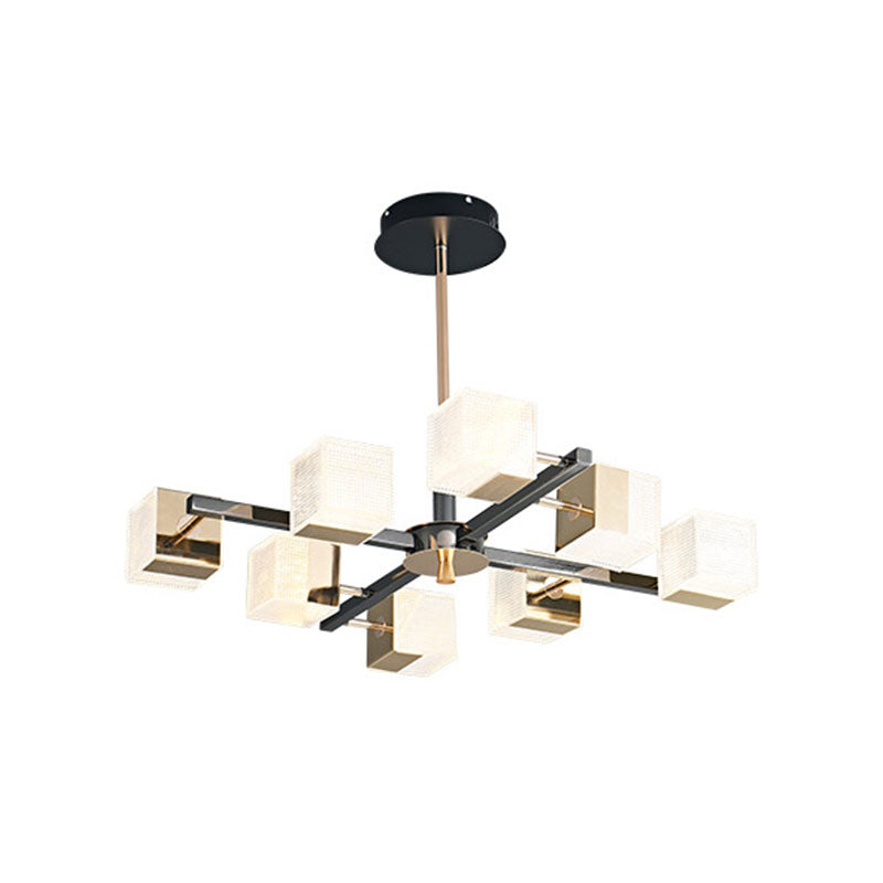 Postmoderne Metallkronleuchter leichte quadratische Form Anhänger Beleuchtung für Wohnzimmer