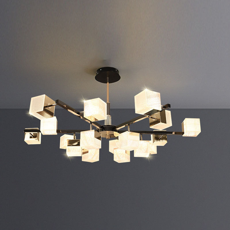 Postmoderne Metallkronleuchter leichte quadratische Form Anhänger Beleuchtung für Wohnzimmer