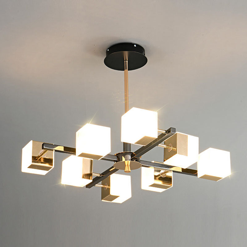 Postmoderne Metallkronleuchter leichte quadratische Form Anhänger Beleuchtung für Wohnzimmer