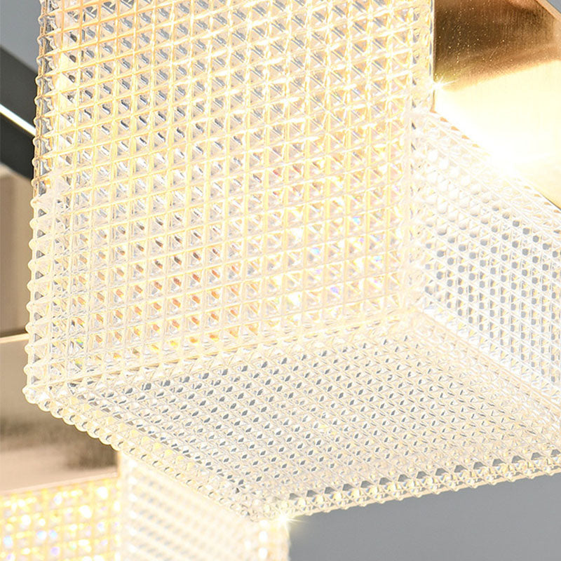 Postmoderne Metallkronleuchter leichte quadratische Form Anhänger Beleuchtung für Wohnzimmer