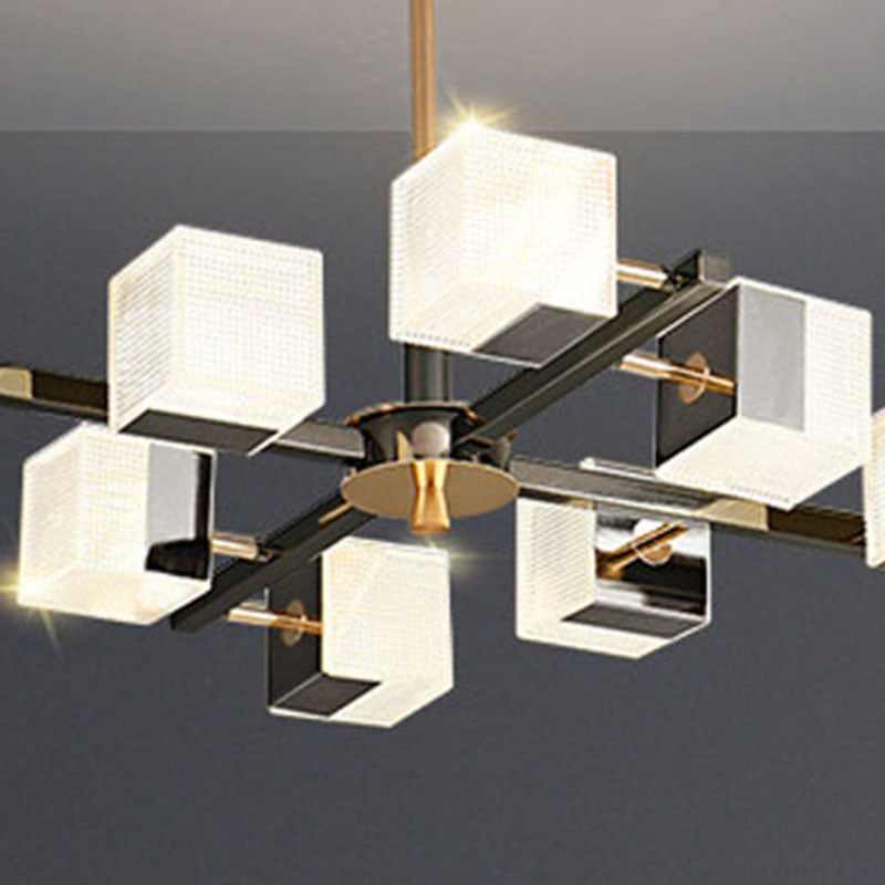 Postmoderne Metallkronleuchter leichte quadratische Form Anhänger Beleuchtung für Wohnzimmer