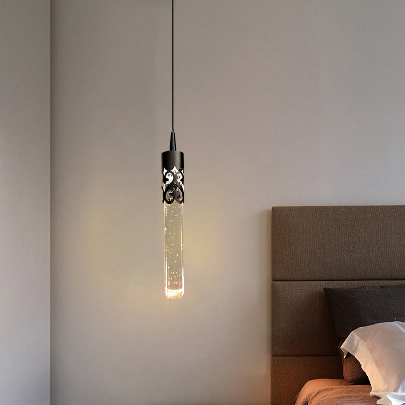 Metall hängende Licht mit klarer Kristallfarbton -Einfachheit Anhänger Beleuchtung für Schlafzimmer