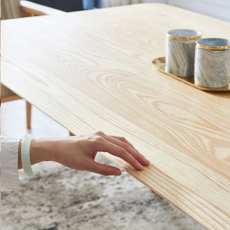 Ash houten rechthoekige tafel moderne eettafel met 4 poten voor restaurant, in de natuur