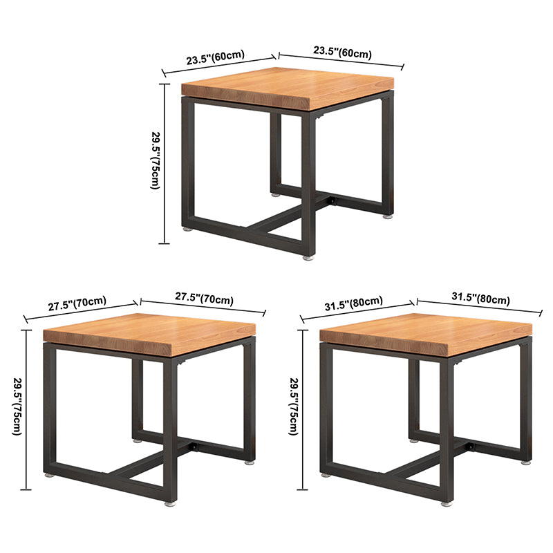 Mesa de comedor de madera maciza de estilo industrial, mesa cuadrada con base de caballete para comedor
