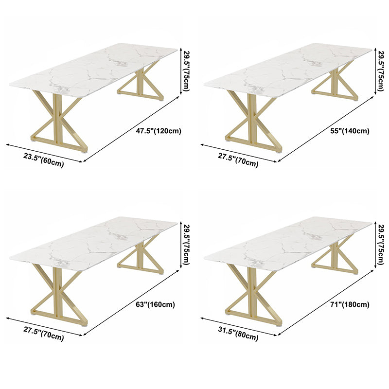 Mesa de comedor de doble pedestal rectángulo Tono blanco con piedra sinterizada