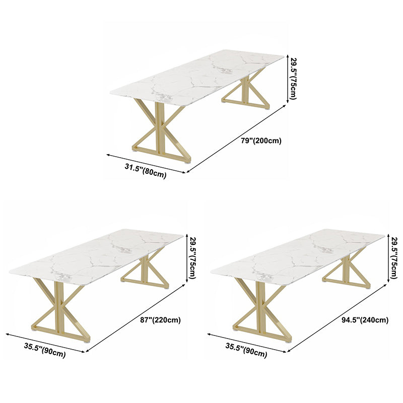 Mesa de comedor de doble pedestal rectángulo Tono blanco con piedra sinterizada