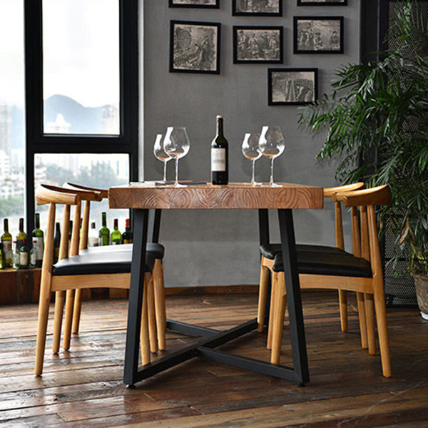 Tavolo da pranzo in legno solido in stile industriale Usa tavolo rettangolo con base di cavalletto