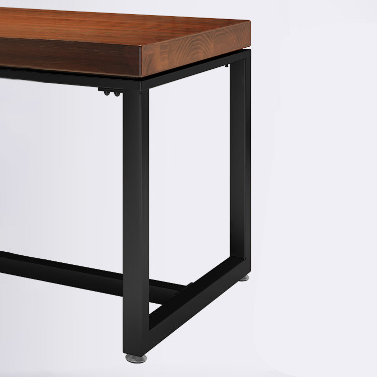 Table à manger de style industriel en bois massif table de rectangle marron avec cadre noir pour salle à manger