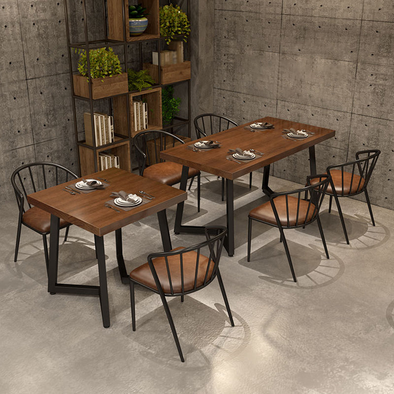 Table à manger industrielle table en bois massif en pin avec piédestal double noir pour le dîner de cuisine à domicile