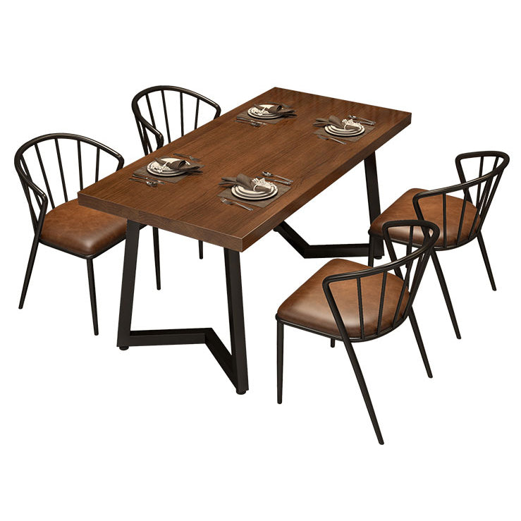 Table à manger industrielle table en bois massif en pin avec piédestal double noir pour le dîner de cuisine à domicile