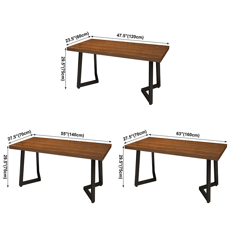 Table à manger industrielle table en bois massif en pin avec piédestal double noir pour le dîner de cuisine à domicile