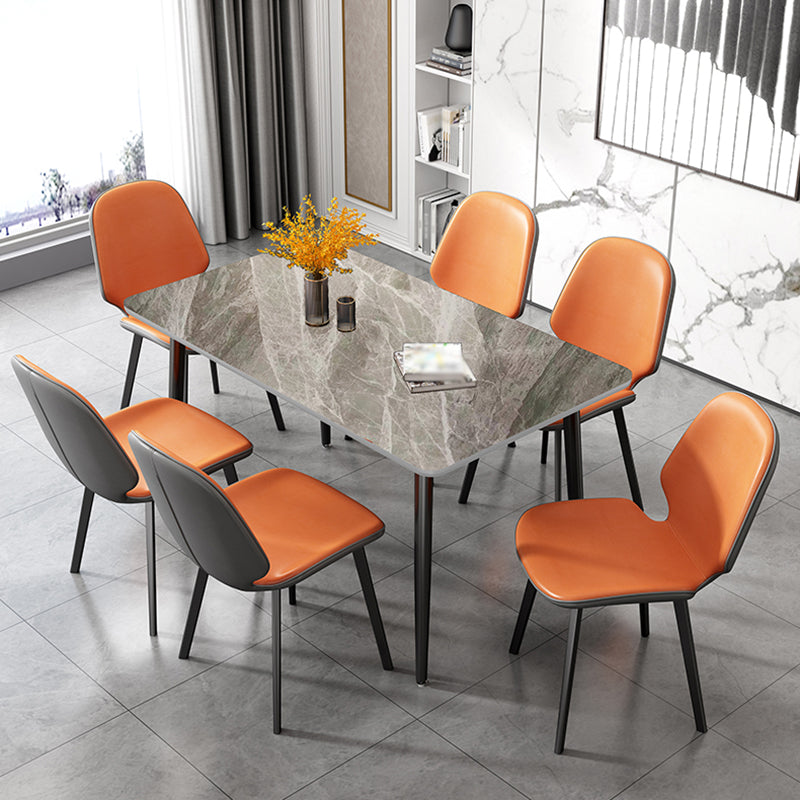 Rectangular Modern Style Sintered Stone Dining Table Dining Furniture with 4 Legs Metallic Base