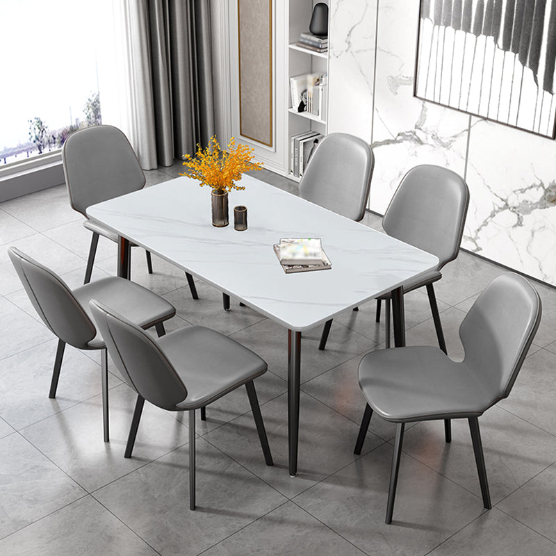 Rectangular Modern Style Sintered Stone Dining Table Dining Furniture with 4 Legs Metallic Base
