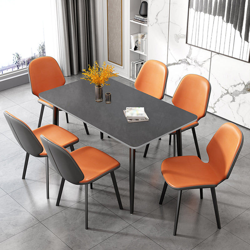 Rectangular Modern Style Sintered Stone Dining Table Dining Furniture with 4 Legs Metallic Base