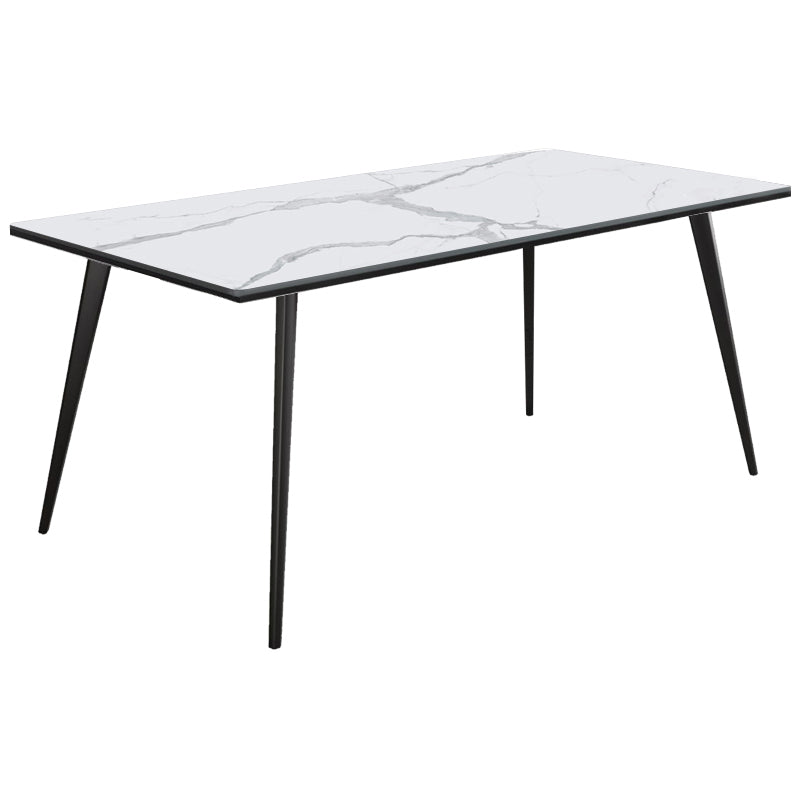 Rectangular Modern Style Sintered Stone Dining Table Dining Furniture with 4 Legs Metallic Base