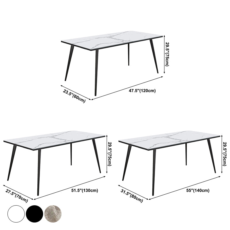 Rectangular Modern Style Sintered Stone Dining Table Dining Furniture with 4 Legs Metallic Base