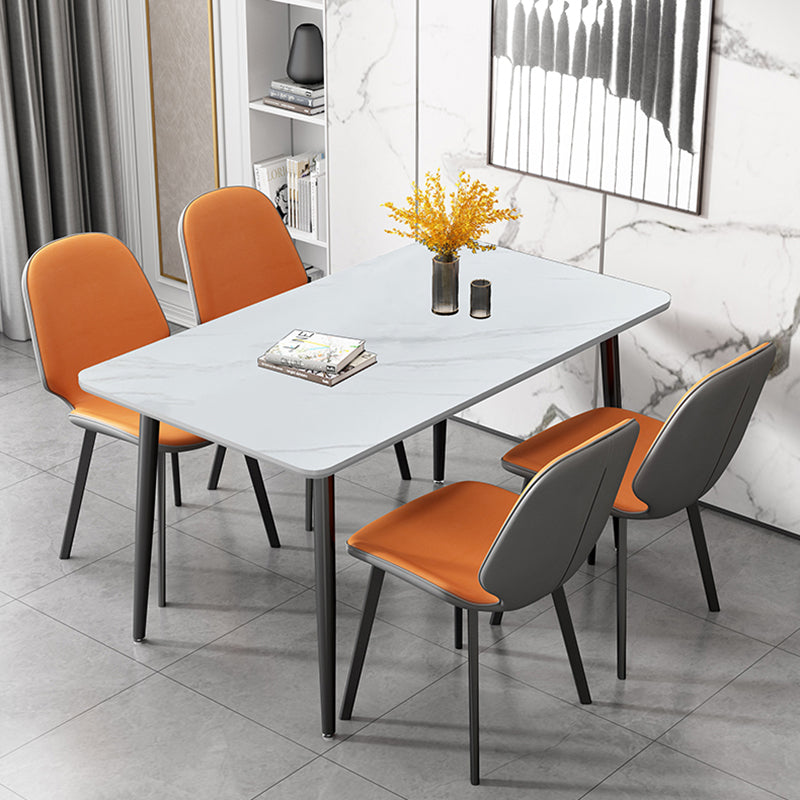 Rectangular Modern Style Sintered Stone Dining Table Dining Furniture with 4 Legs Metallic Base