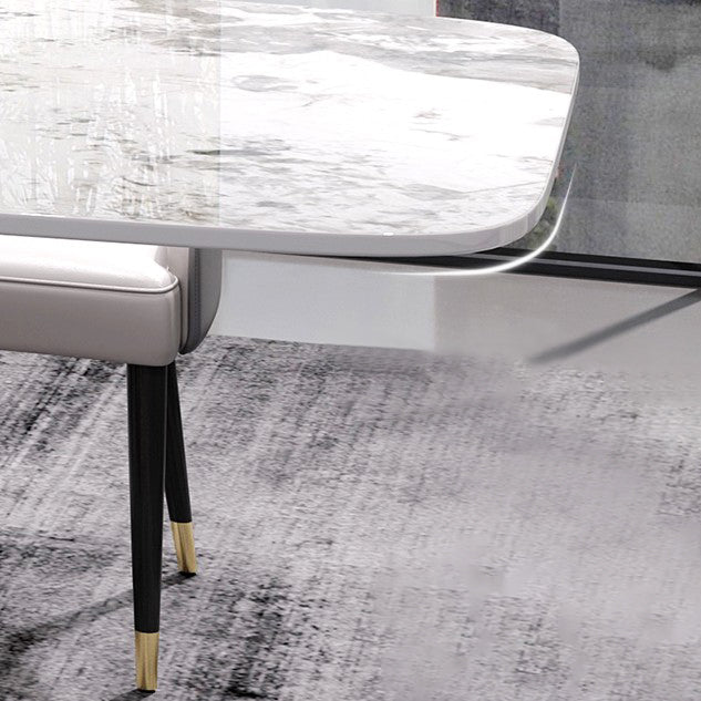 Stone Dining Table Traditional Luxury Dining Site Table with Stainless Steel Base