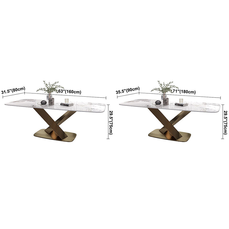 Stone Dining Table Traditional Luxury Dining Site Table with Stainless Steel Base