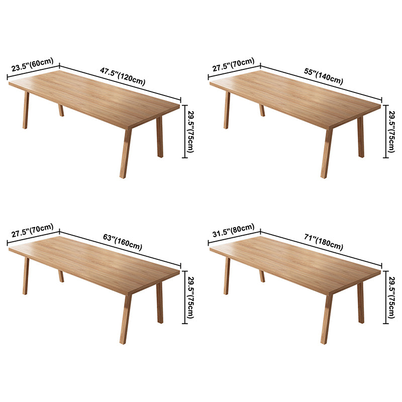 Rectangle Pine Solid Wood Table Modern Dining Table with 4 Legs, in Nature