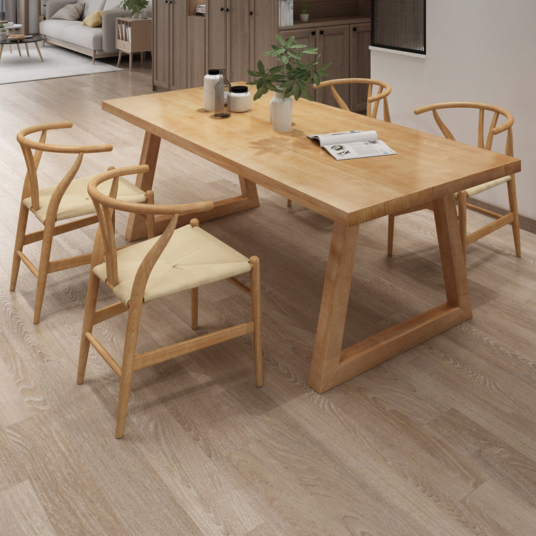 Dennen vaste houten rechthoek tafel moderne eettafel in de natuur met dubbel voetstuk