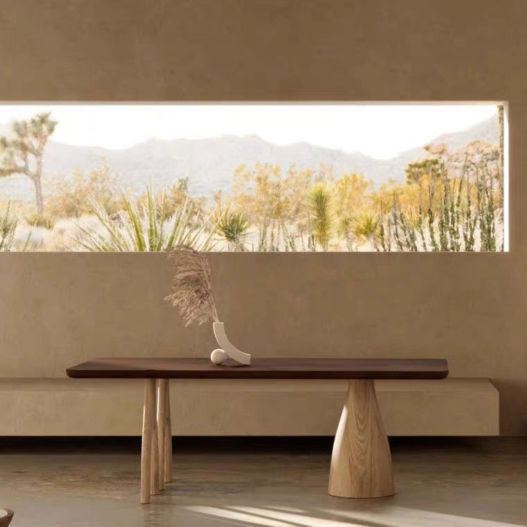 Pine Solid Wood Rectangle Table Modern Dining Table with 3 Legs for Restaurant