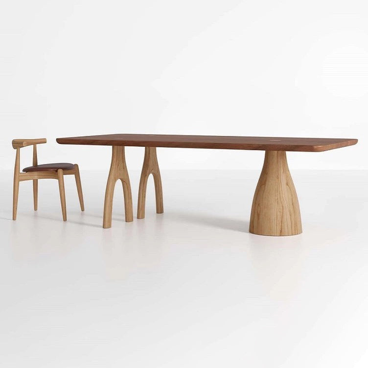 Pine Solid Wood Rectangle Table Modern Dining Table with 3 Legs for Restaurant